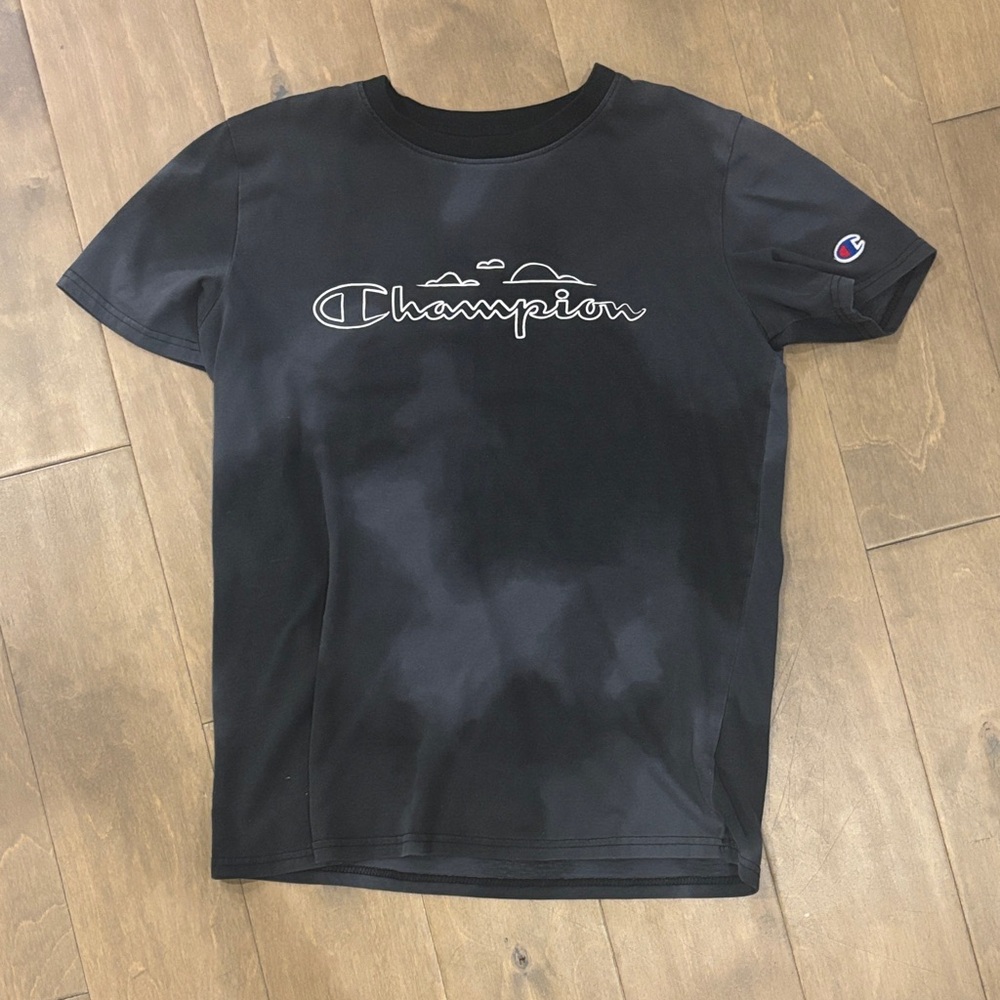 Champion Black Tee with Logo Design